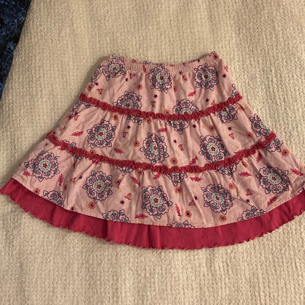 pink floral skirt